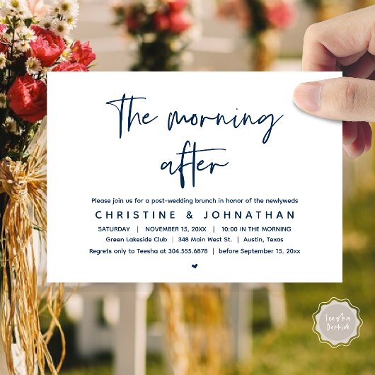 Invitation Après-midi, Brunch Mariage de la Poste moderne