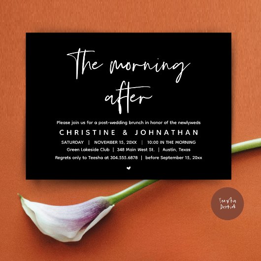 Invitation Après-midi, Brunch Mariage de la Poste moderne