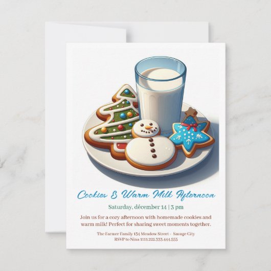 🥛🍪 Invitation "Après-midi Cookies & Lait Chaud" (Devant)