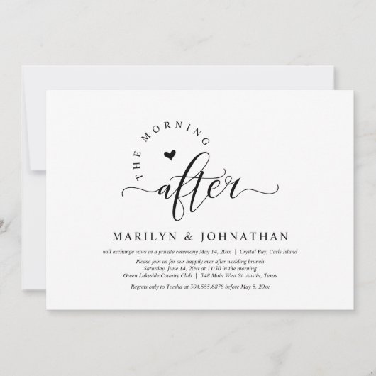 Invitation Après-midi, Post Mariage Brunch Célébration (Devant)