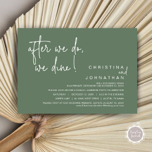 Invitation Après, Nous Dînons, Dîner Mariage Elopement