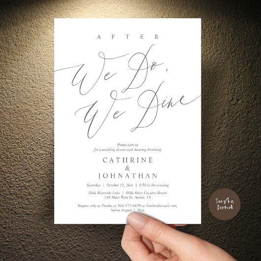 Invitation Après, nous dînons, Dîner Mariage et Danser