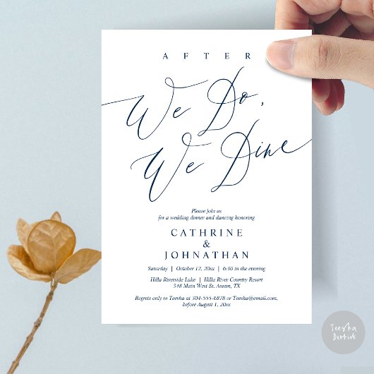 Invitation Après, nous dînons, Dîner Mariage et Danser