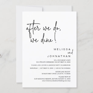 Invitation Après Nous, Nous Dînons, Parti Mariage Elopement