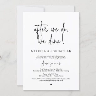 Invitation Après on dîne, Mariage Elopement