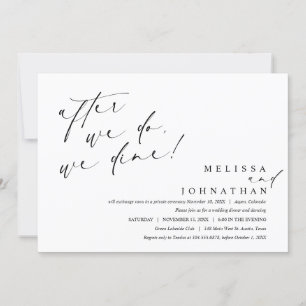 Invitation Après, on dîne, mariage elopement