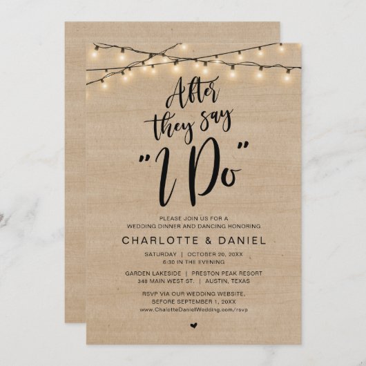 Invitation Après Qu'Ils Aient Dit "I Do", Dîner Mariage Céléb (Devant / Derrière)