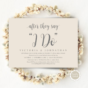 Invitation Après Qu'Ils Disent Je FAIS, Mariage Elopement Dîn