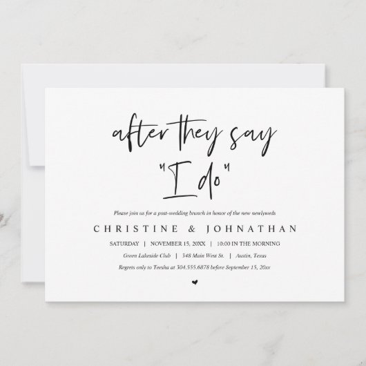 Invitation Après qu'ils disent que je FAIS, Post mariage Brun (Devant)