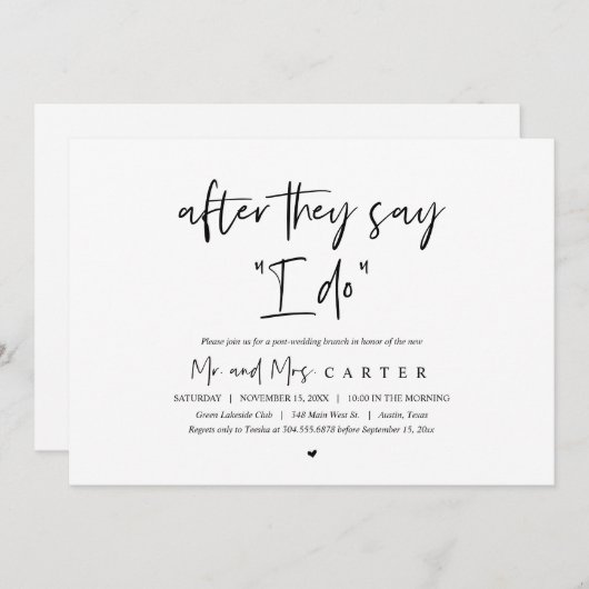 Invitation Après qu'ils disent que je FAIS, Post mariage Brun (Devant / Derrière)