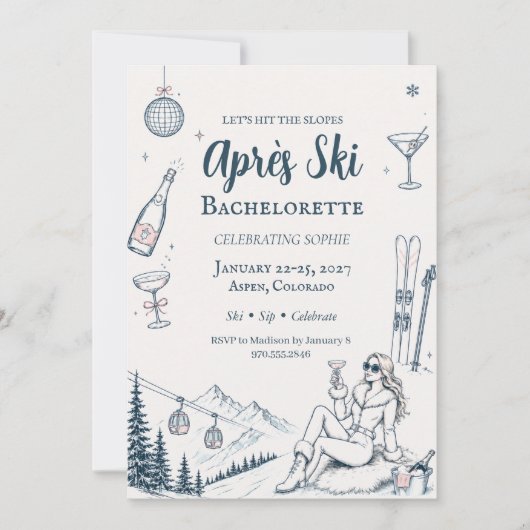 Invitation Après-Ski Alpine Chic Week-end de Bachelorette  (Devant)