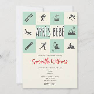 Invitation Apres Ski Apres Bebe Retro Chic Baby shower d'hive