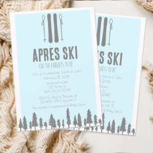 Invitation Apres Ski hiver thème Baby shower bleu