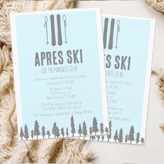 Invitation Apres Ski hiver thème Baby shower bleu