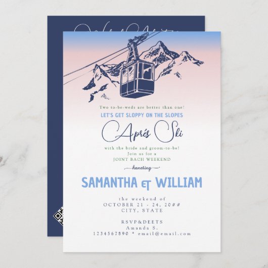 Invitation Après Ski Les Pistes De Ski Hiver Joint Bach Week- (Devant / Derrière)