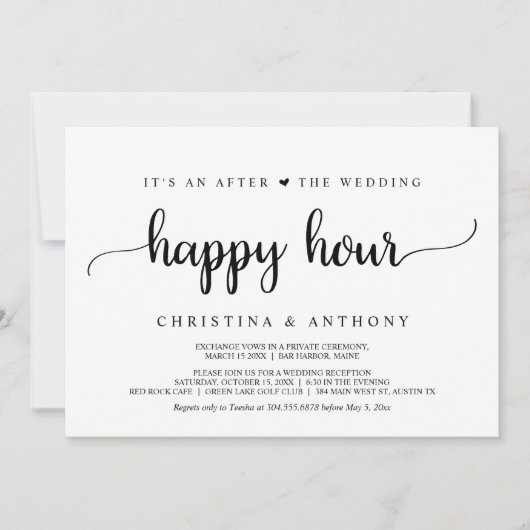 Invitation Après The Wedding Happy Hour, Rustic Elopement (Devant)