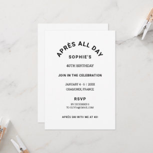 Invitation Après toute la journée hiver 40e anniversaire Ski 