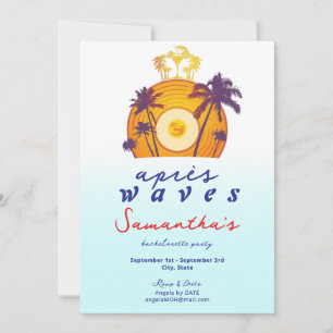 Invitation Après Waves Retro Vinyl Beach Coastal Enterrement