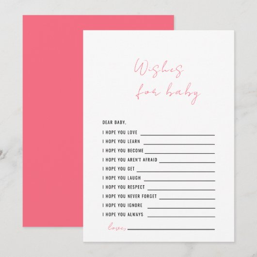 Invitation Apricot Baby shower rose Voeux pour bébé (Devant / Derrière)