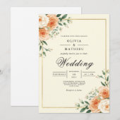 Invitation Apricot Bloom Corner Mariage (Devant / Derrière)