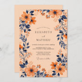Invitation Apricot Captivating Botanical Wedding (Devant / Derrière)