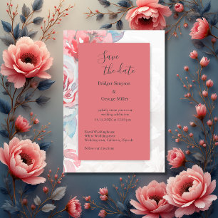 Invitation apricot chic Floral aquarelle rose sûr date