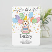 Invitation Apricot Cockapo blanc Cavapoo fête d'anniversaire (Debout devant)