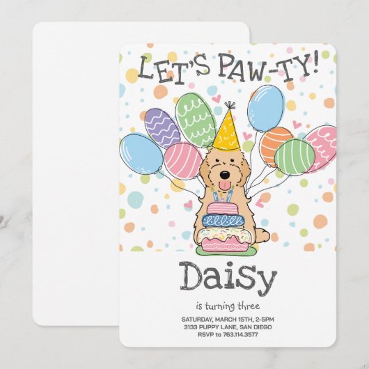 Invitation Apricot Cockapoo Cavapoo fête d'anniversaire de ch (Devant / Derrière)