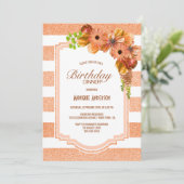 Invitation Apricot Fruit Floral Anniversaire Dîner (Debout devant)