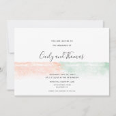 Invitation Apricot moderne simple et aquarelle verte (Devant)