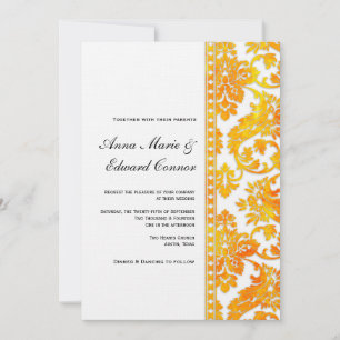 Invitation Apricot Vintage Damask Lace Wedding