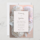 Invitation Apricot White Hydrangea Botanical Frame Wedding (Devant)