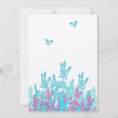 Invitation Aqau Bleu et Fleurs sauvages roses chaudes Abeille (Dos)