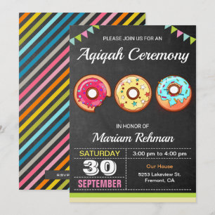 Invitation Aqeeqah, un joli Donut sucré  Cérémonie d'Aqiqah