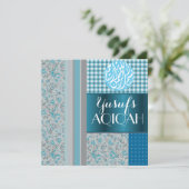 Invitation Aqiqah bleu de bébé musulman islamique (Debout devant)