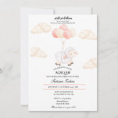 Invitation Aqiqah mignon mouton rose Balloon bébé fille musul (Devant)