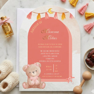 Invitation Aqiqah modifiable pour bébé fille Conception d'a