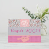 Invitation Aqiqah musulman de rose de bébé islamique (Debout devant)