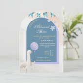 Invitation Aqiqah pour bébé garçon Arche bleue mo (Debout devant)