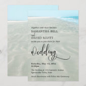 Invitation Aqua Aqua de Sable Paillée Photo d'eau Plage moder (Devant / Derrière)