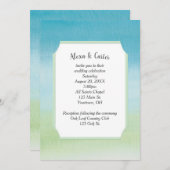 Invitation Aqua Aquarelle Et Mariage Vert (Devant / Derrière)