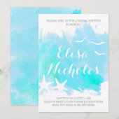 Invitation Aqua aquarelle, étoile de mer mariage douche nupti (Devant / Derrière)