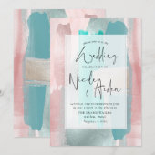 Invitation Aqua Aquarelle PixDezines, Blush Gold Rose (Devant / Derrière)