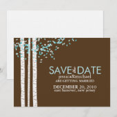 Invitation Aqua Arbres de bouleau Mariage Enregistrer la date (Devant / Derrière)