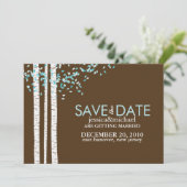 Invitation Aqua Arbres de bouleau Mariage Enregistrer la date (Debout devant)
