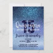 Invitation Aqua Baby Blue Triple Parties scintillant Ombre Qu (Devant)