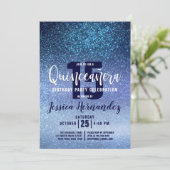 Invitation Aqua Baby Blue Triple Parties scintillant Ombre Qu (Debout devant)