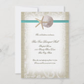 Invitation Aqua Beach Burlap and Lace Réception (Devant)