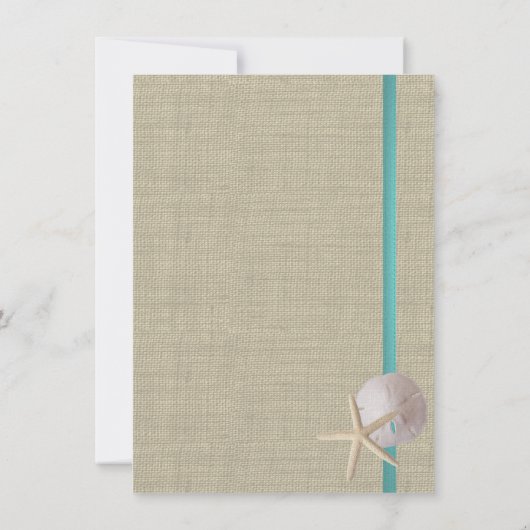 Invitation Aqua Beach Burlap and Lace Réception (Dos)