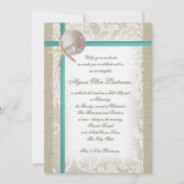 Invitation Aqua Beach Burlap et Lace Bat mitzvah (Devant)
